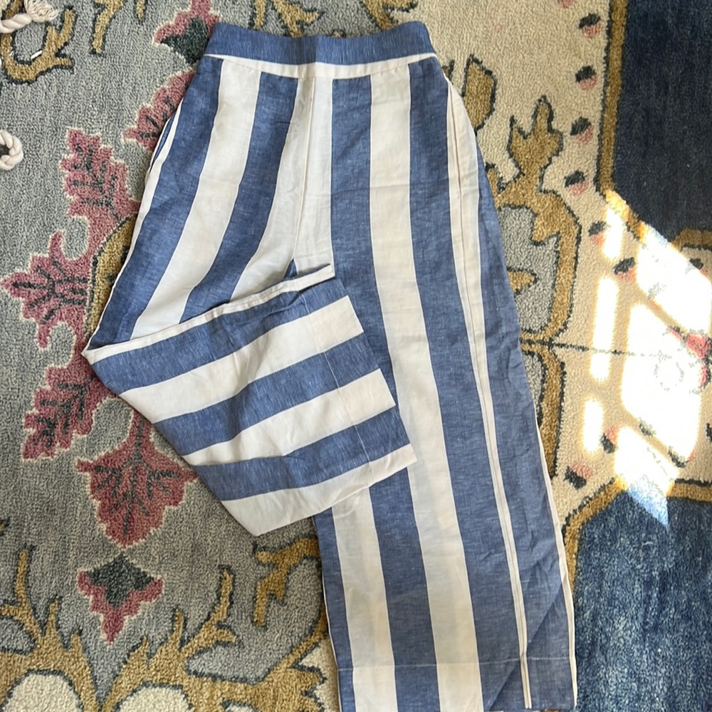 Madewell, Huston pull-on crop pants, parrot stripe, size xxs, NWT